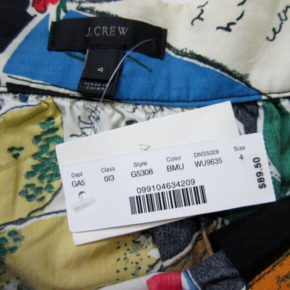 NWT J.Crew Button-Up A-Line in Postcard Print Fruit Belted Tie Skirt 4 - Picture 3 of 5